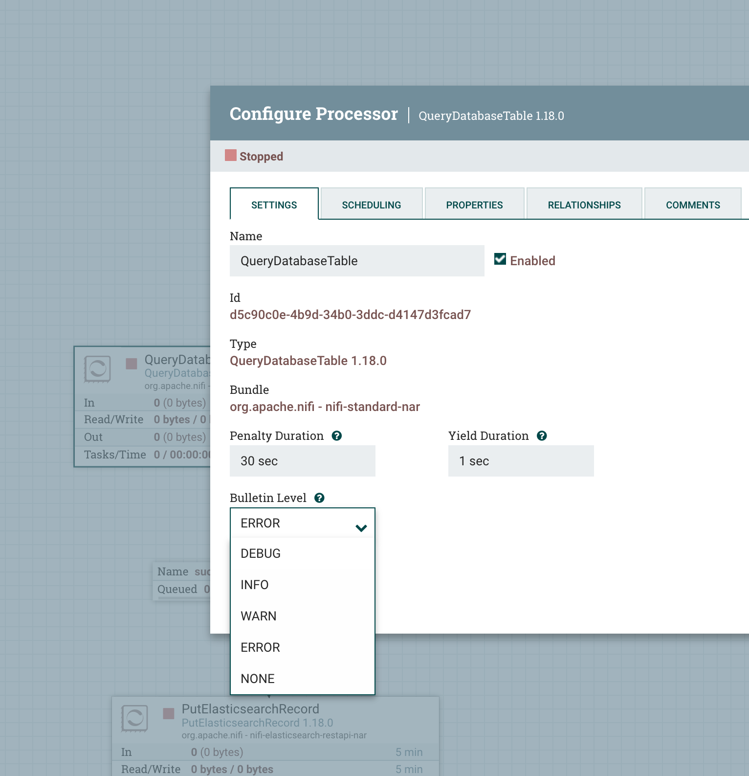 nifi-process-log-level